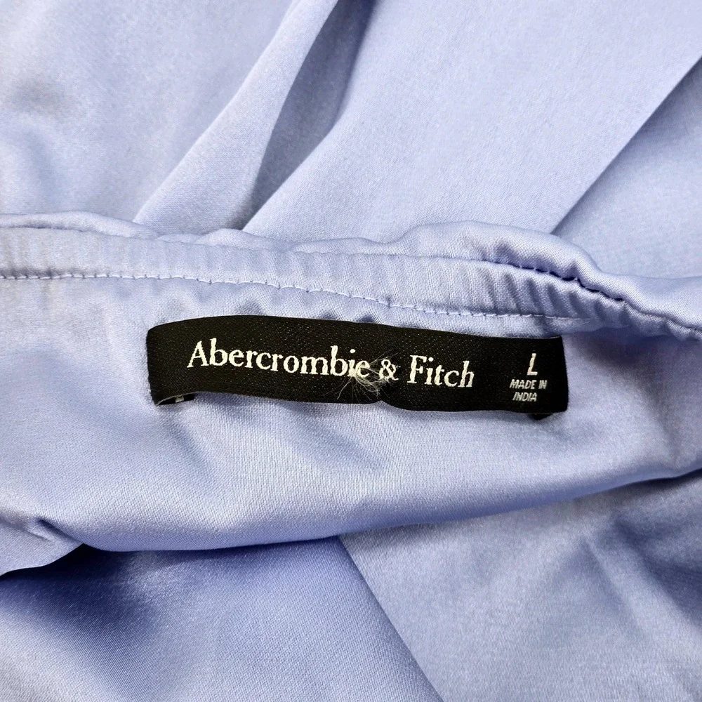 Abercrombie & Fitch Draped Twist Satin Maxi Dress Blue Backless Slit Homecoming